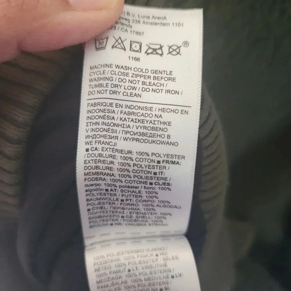 Athleta 100% Polyester Tugga Coat Olive Green Full Zipper Long Sleeve Size XL - Picture 6 of 10